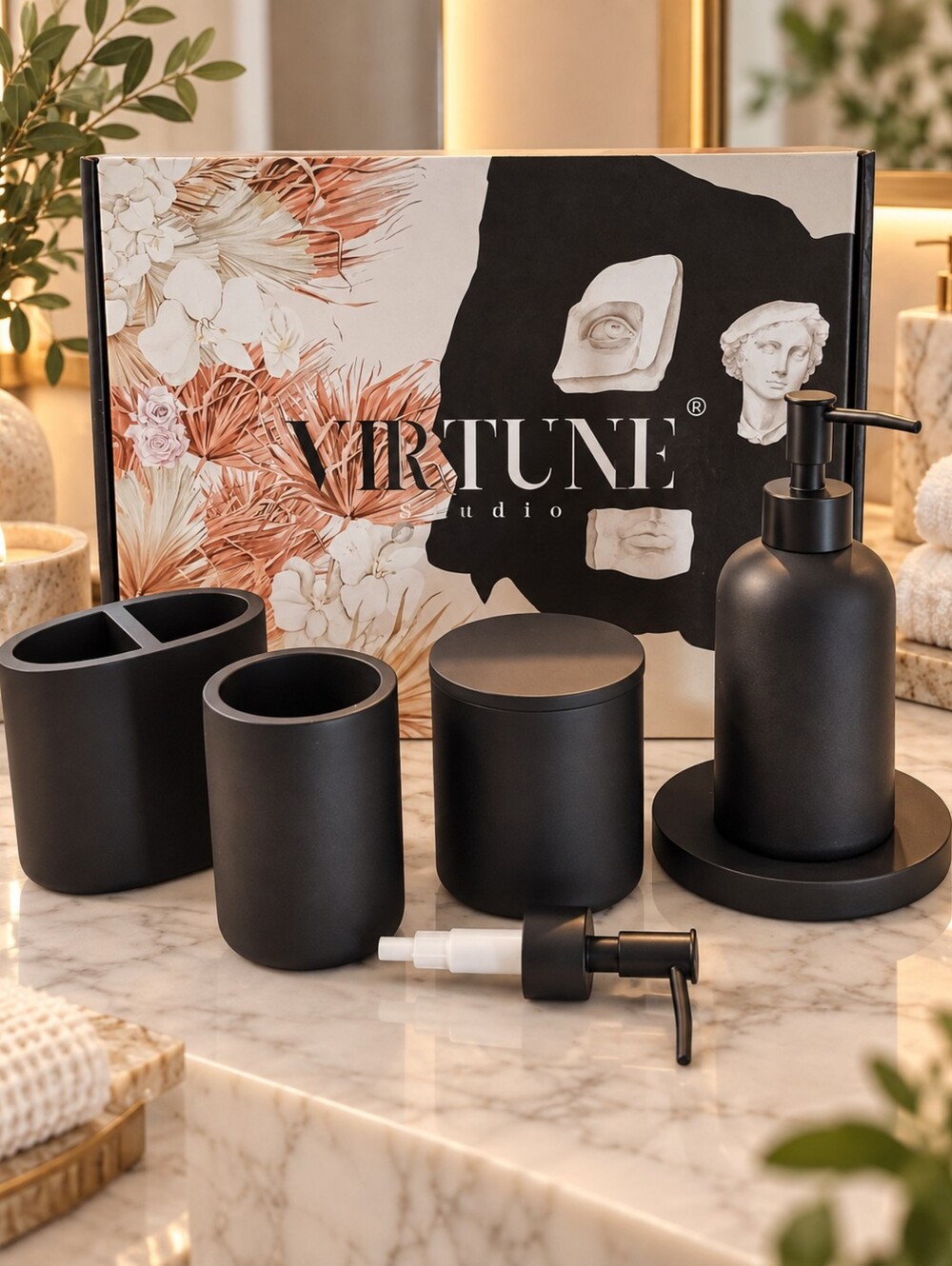 Black Bathroom Accessory Set - 5-Piece Home Bath Collection